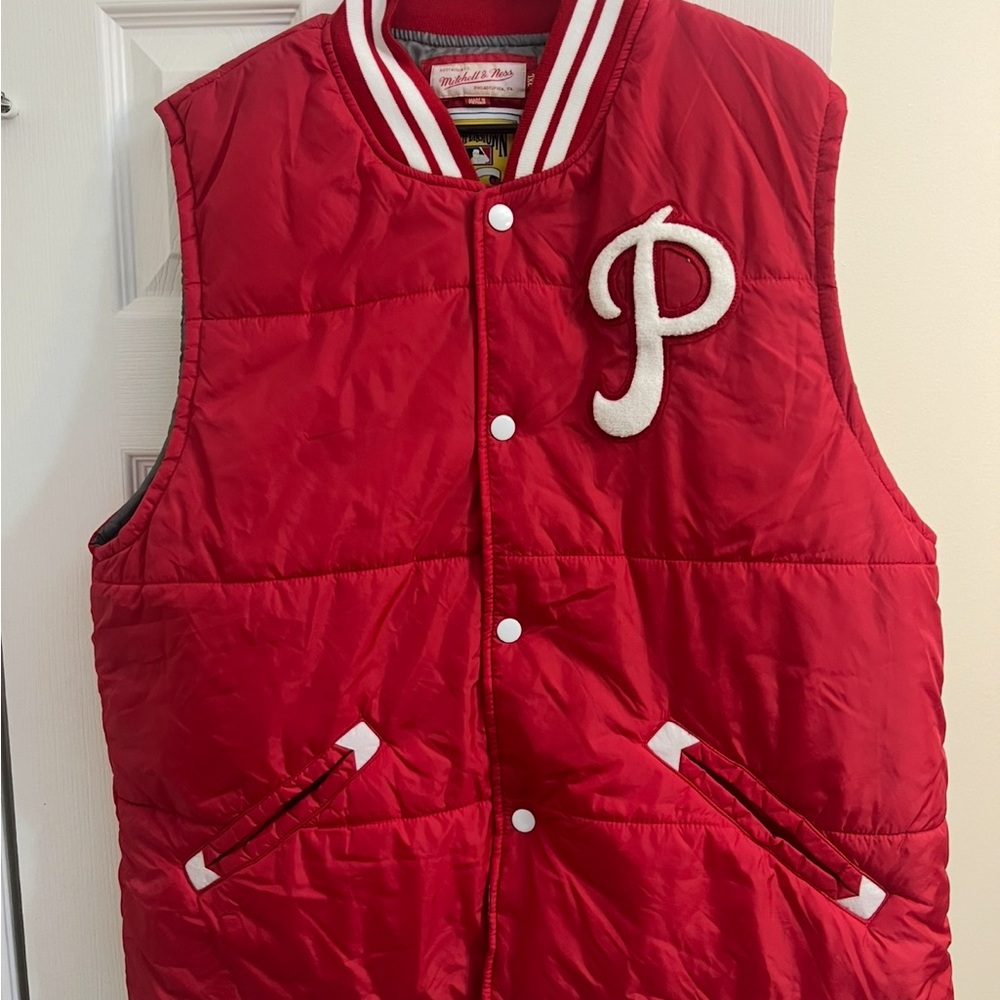 Red Quilted Vest with Letter P